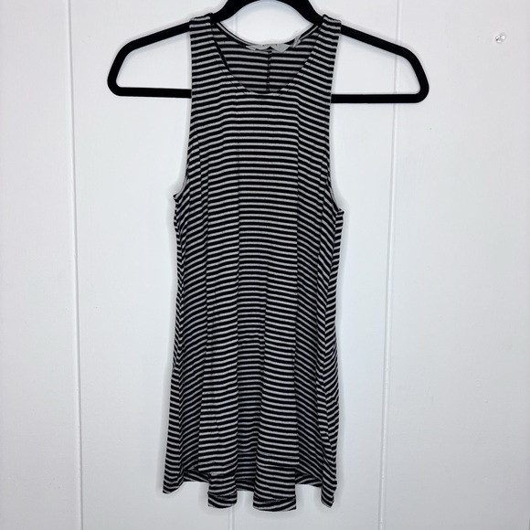 Athleta Striped High Neck Black/White Striped Racerback Tank XS - Picture 1 of 6